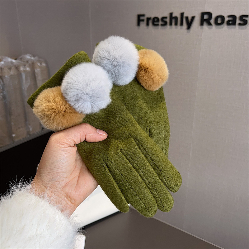 Gloves Women Wool Plaid Fox Fu - Wool Glove Lined avis et prix