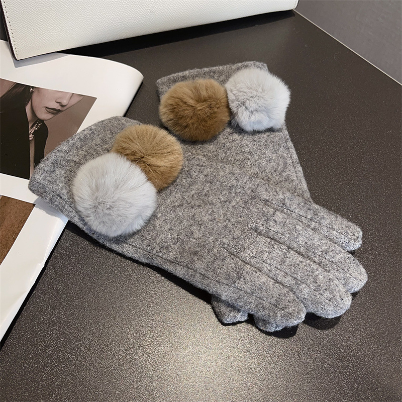 Gloves Women Wool Plaid Fox Fu - Wool Glove Lined avis et prix