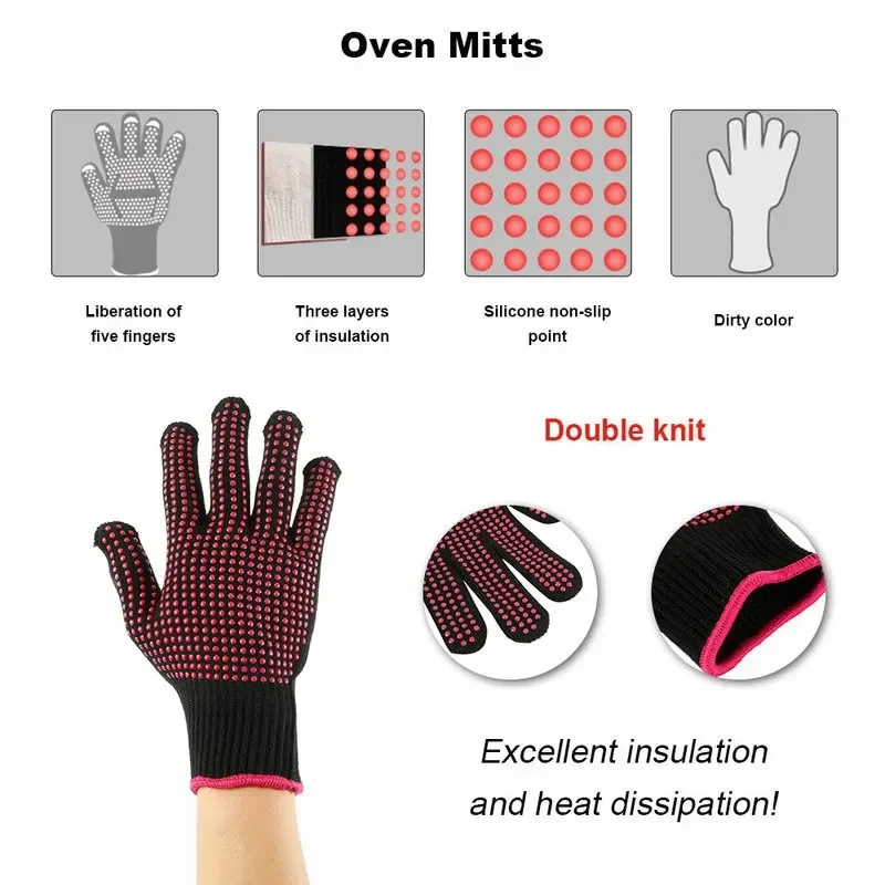 1 Pair Non-Slip Silicone BBQ G - Oven Mitt Silicone avis et prix