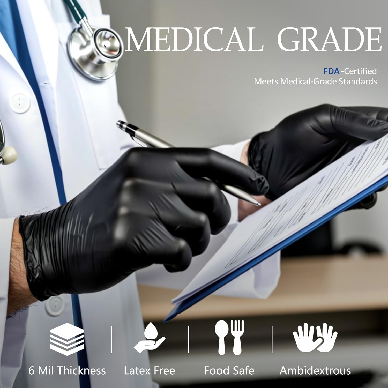 Black Disposable Nitrile Glove - Exam Glove Nitrile avis et prix