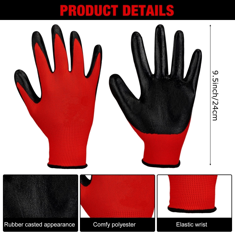 4/20PCS Nitrile Coated Safety  - Nitrile Mechanic Glove avis et prix