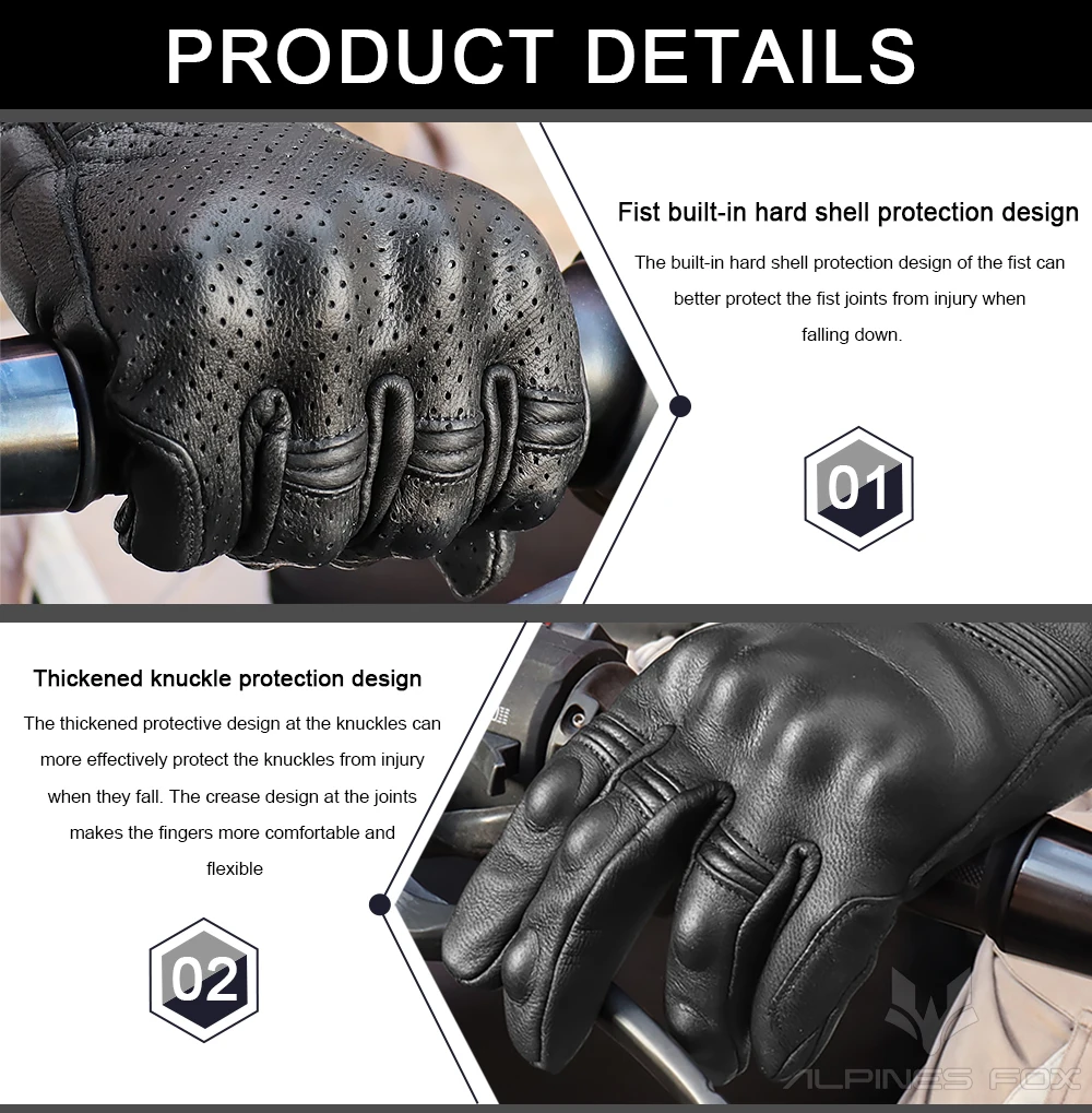 Unisex Vintage Leather Motorcy - Motorcycle Glove Knuckle avis et prix
