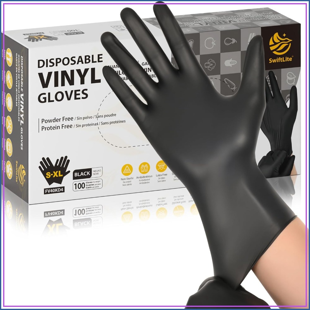 Black Vinyl Gloves, Food Grade - Rubber Glove Cleaning avis et prix