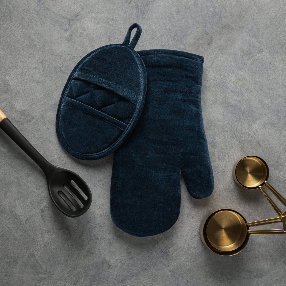 Velvet Blue 2-Piece Kitchen Ov - Heat Resistant Glove avis et prix