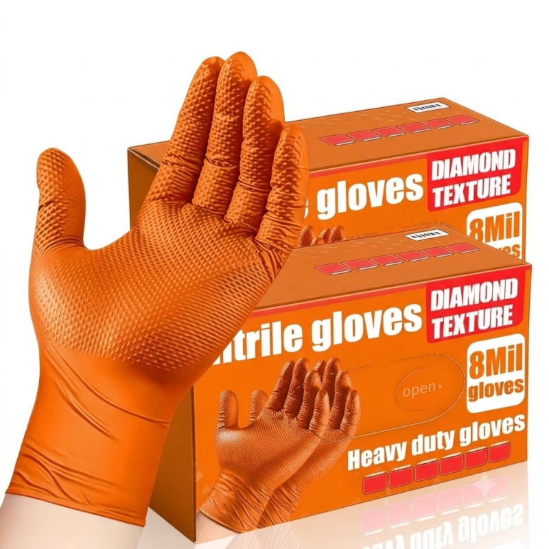 Heavy Duty Orange Nitrile Glov - Nitrile Mechanic Glove avis et prix