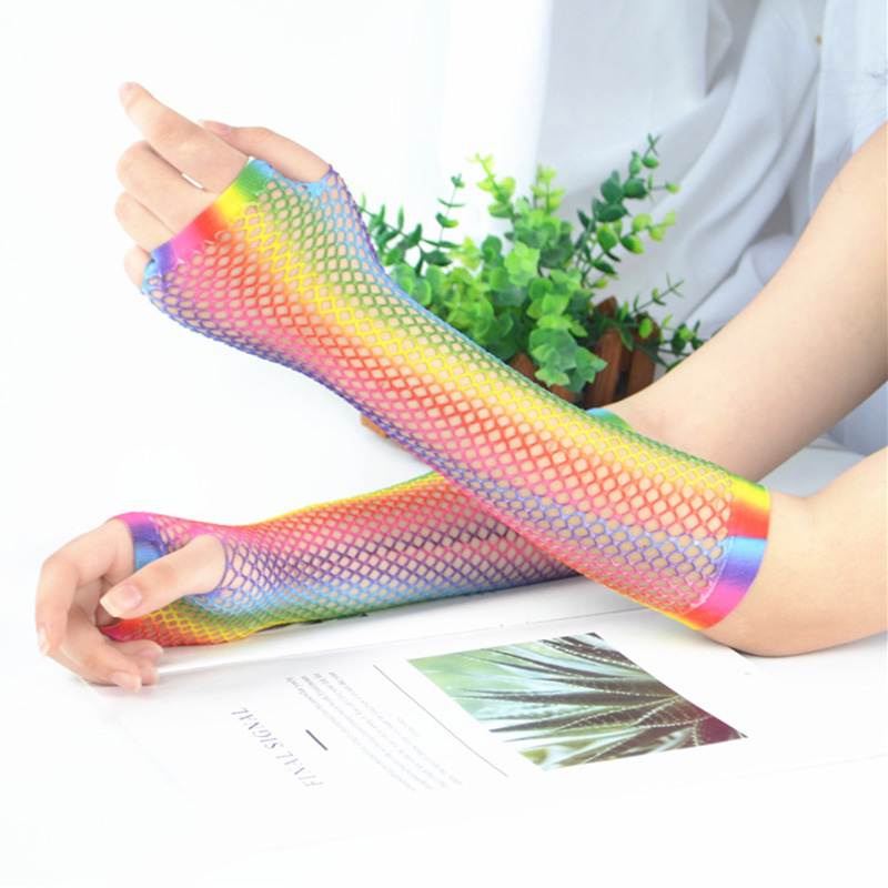 1 Pair Women Long Fishnet Net  - Fingerless Glove Knit avis et prix