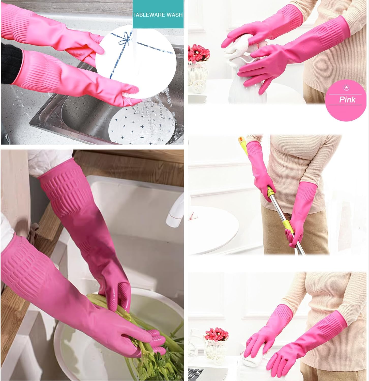 3 Pairs of Rubber Dishwashing  - Rubber Glove Cleaning avis et prix